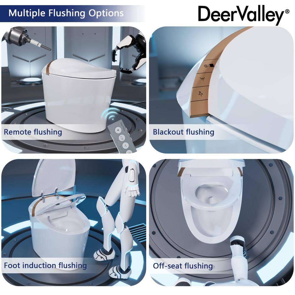 White Elongated Smart Bidet Toilet with Heated Seat and Wireless Remote
