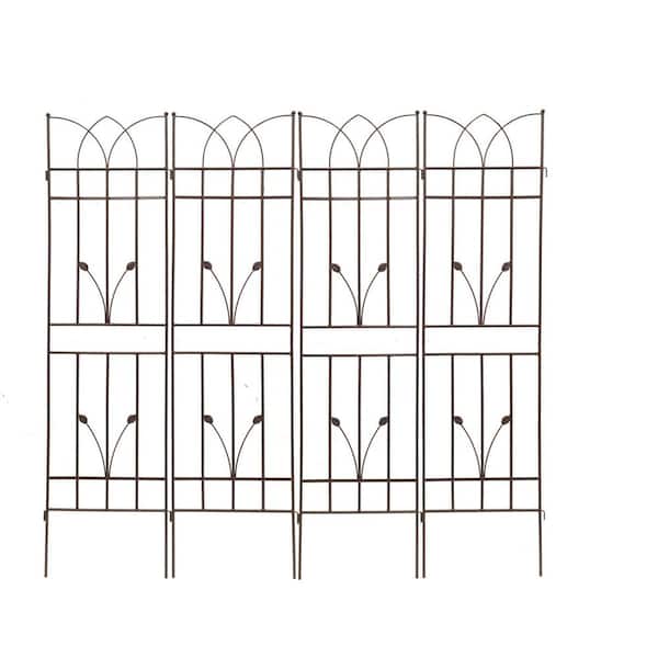 4-Pack 71 in. Brown Metal Garden Trellis Outdoor Flower Support