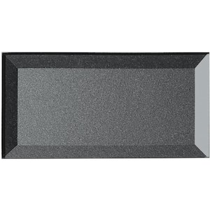 Secret Dimensions Metallic Gray Beveled Subway 3 in. x 6 in. Glass Decorative Wall Tile (14 sq. ft./Case)