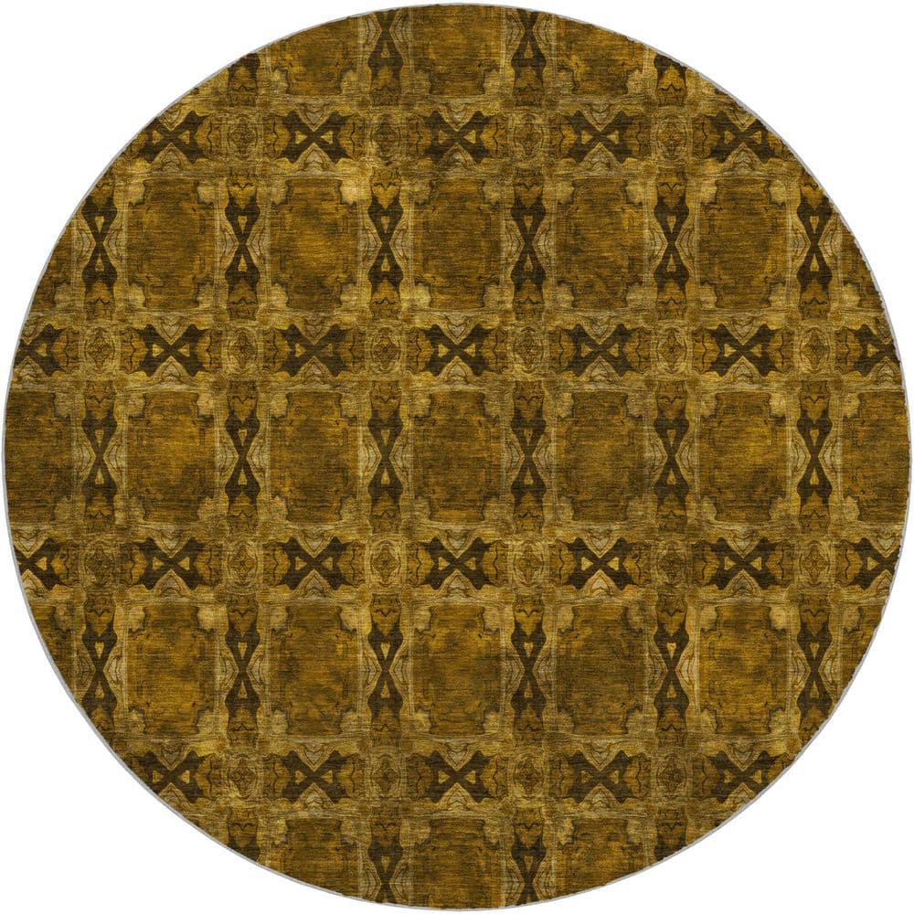 Dream Shag Premium Machine Washable Abstract ADS564 Chocolate 8 ft. x 8 ft. Round Rug price history on PriceWatchPro