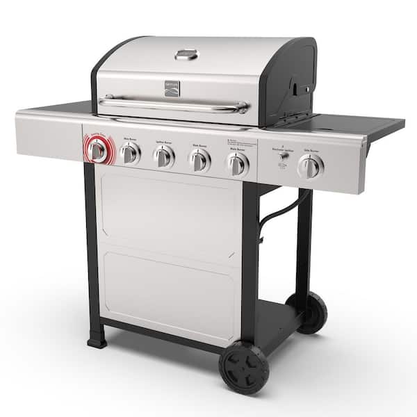 BBQ Propane Gas Grill-5 Burners with Side Burner and Searing Zone, 644 sq. in. Stainless Steel Grill, 66,000 BTU, Silver