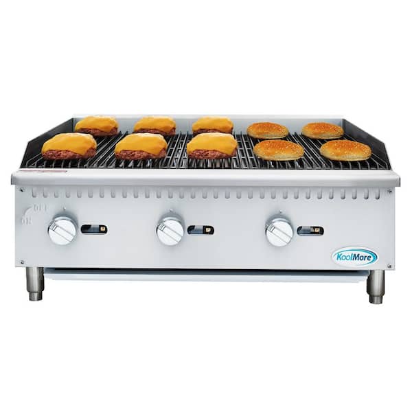 Commercial 36 in. Natural Gas 3-Burner Charbroiler with 90,000 BTU in Stainless-Steel