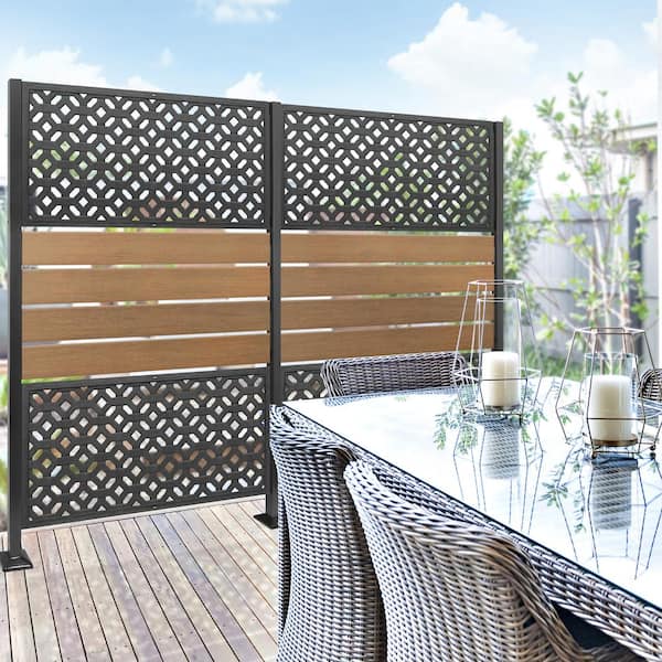 Steel Bracket Hardware Package for Wood Panels in Privacy Screens, Black (8-pcs)