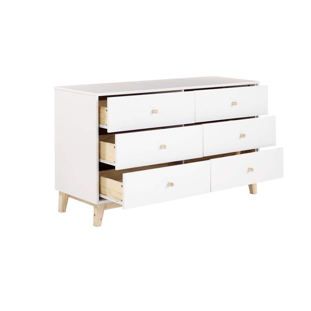 White Modern Double 6-Drawer Dresser
