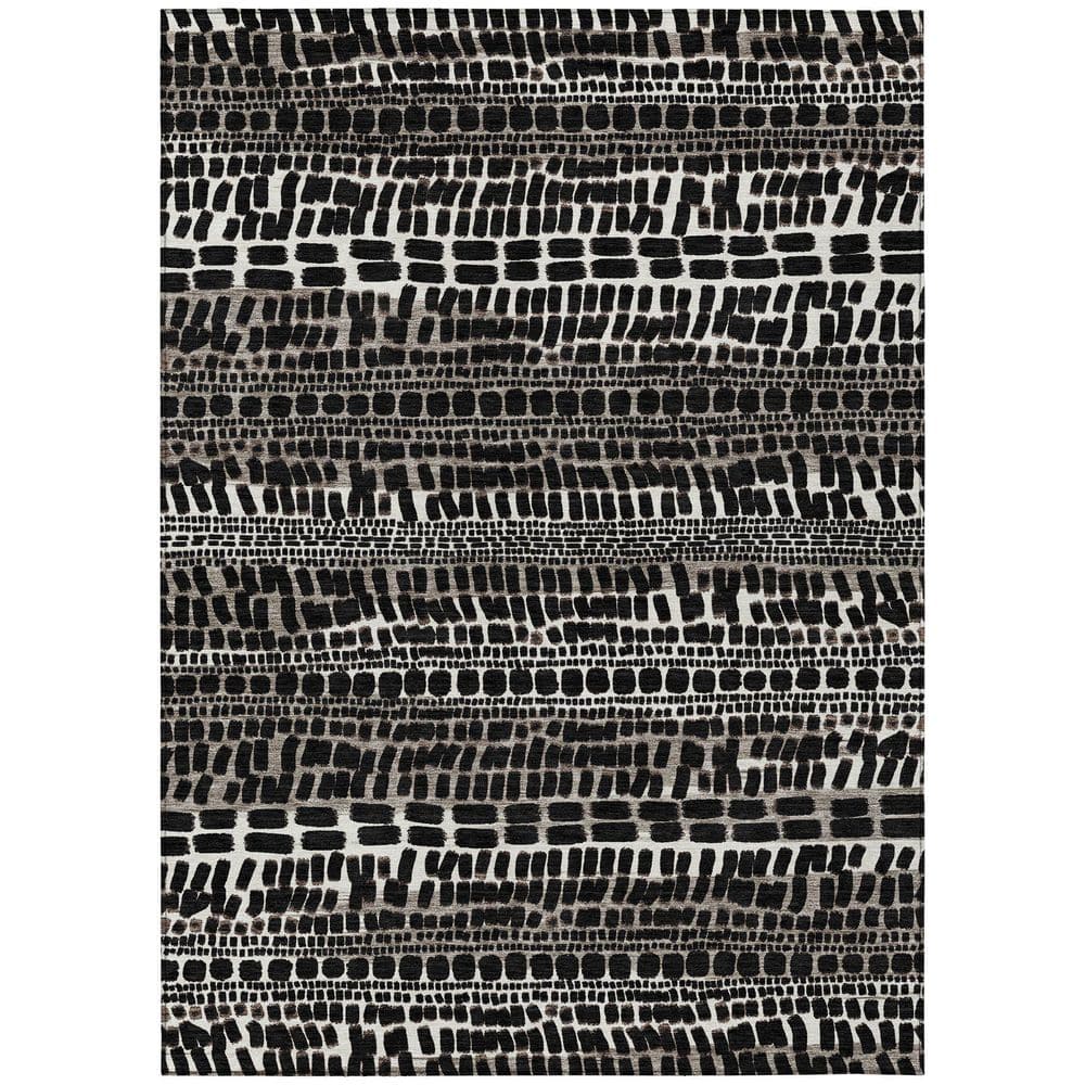 Chantille Machine Washable Indoor/Outdoor Abstract ACN2540 Black 3 ft. x 4 ft. Area Rug price history on PriceWatchPro