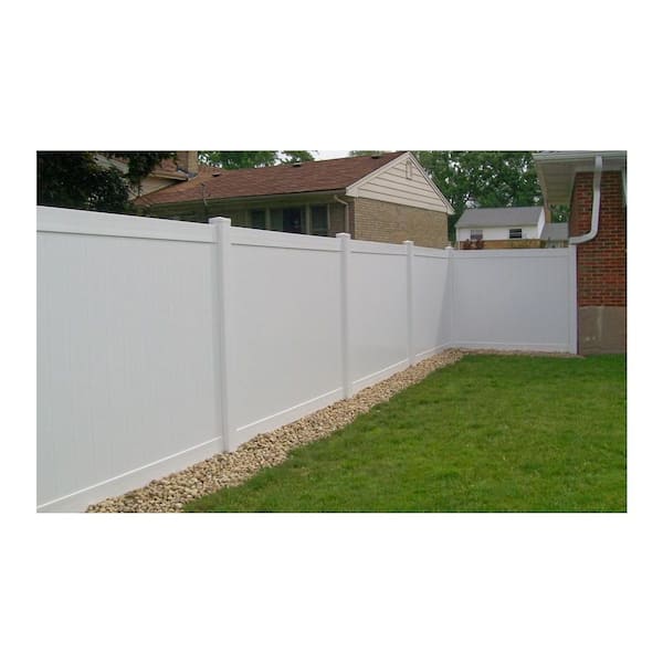 Weatherables Pembroke 4 ft. x 8 ft. White Vinyl Privacy Fence Panel Kit
