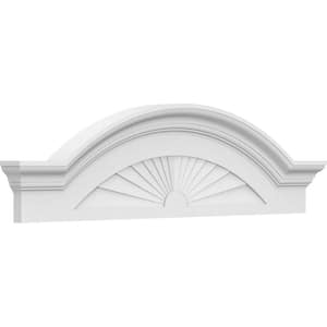 2-1/2 in. x 38 in. x 10-1/2 in. Segment Arch W/ Flankers Sunburst Architectural Grade PVC Pediment