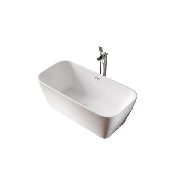 A&E Argo 66.5 in. Acrylic Flatbottom Non-Whirpool Bathtub in White Matte