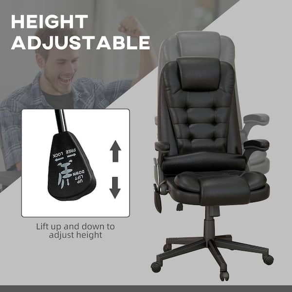 Hoffree Massage Office Chair Ergonomic Computer Desk Chair Big and Tall  Executive Leather Chair High Back Adjustable Task Chair with Wheels Lumbar  Back Support Footrest for Home Office Black 