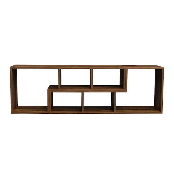 aisword 45.3 in. Oak1 Double L-Shaped Freely Combinable TV Stand Up to 50 in., Display Shelf Bookcase for Home Furniture