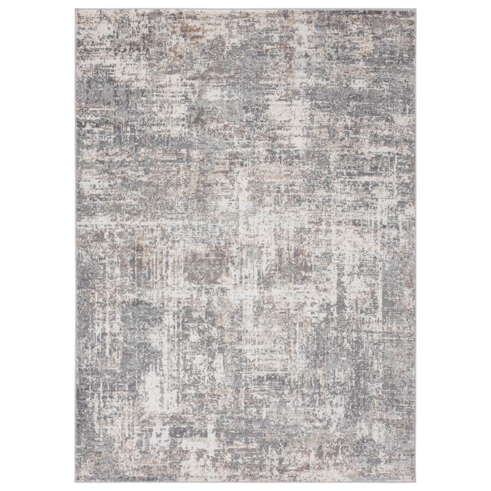 Modern Gray High Pile Rectangular Area Rug