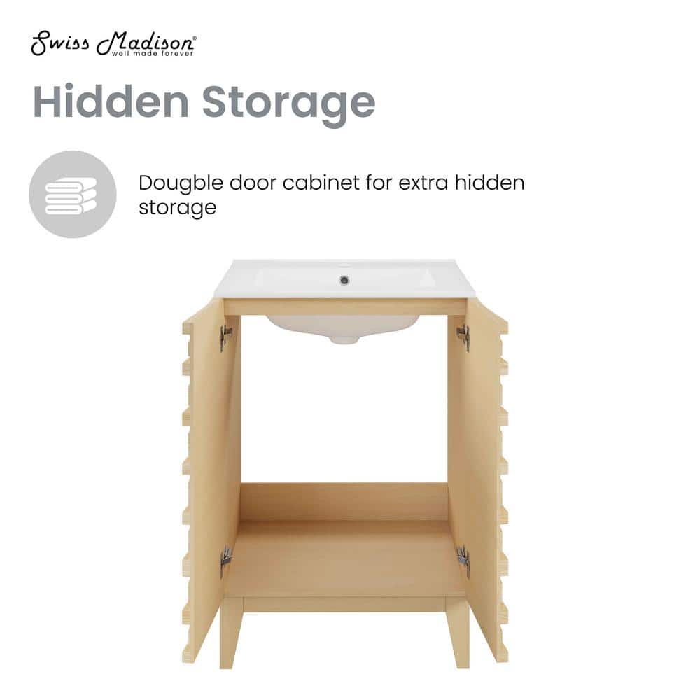 Cascade 24" Natural Oak Freestanding Bathroom Vanity