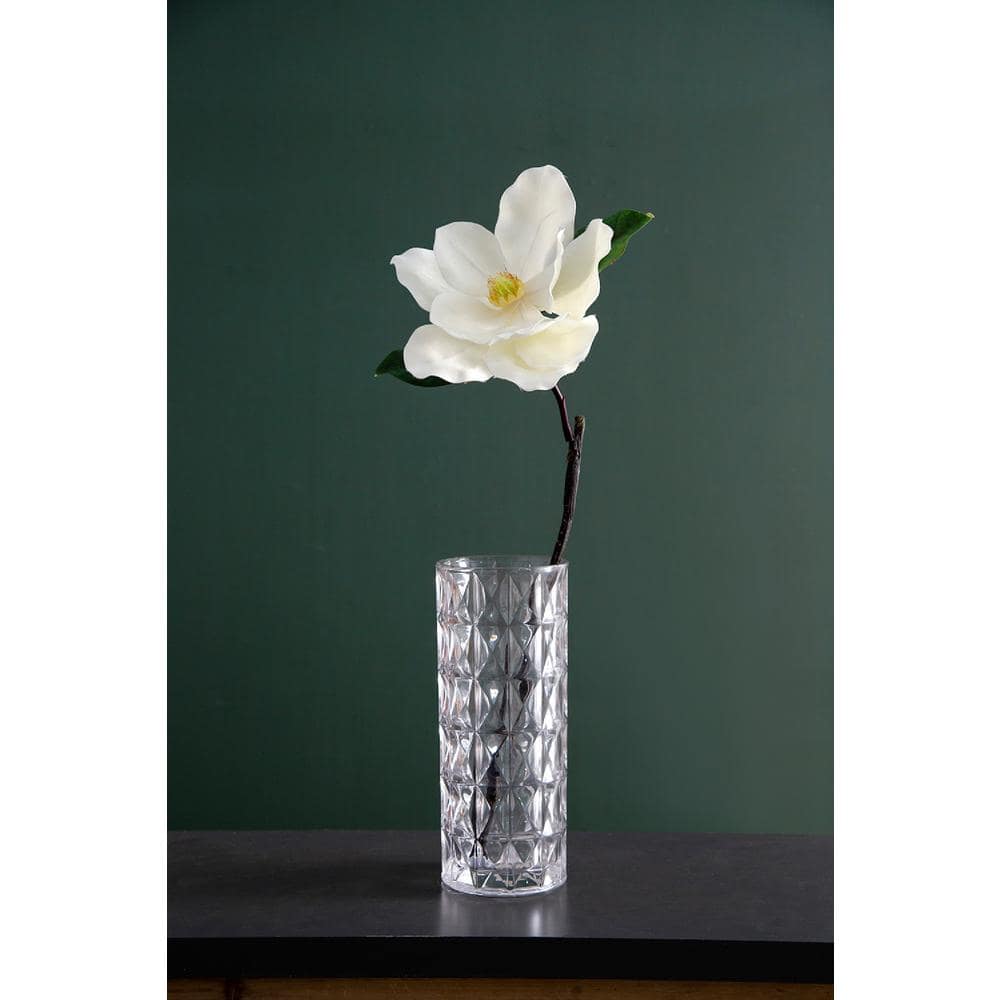 White Plastic Magnolia Stems Set of 6