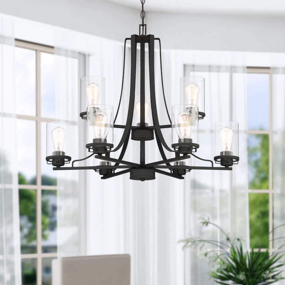 Designers Fountain Jedrek 9-Light Black Industrial Classic