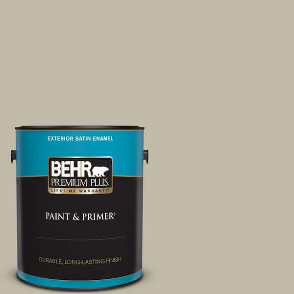 BEHR PREMIUM PLUS 1 gal. Home Decorators Collection #HDC-FL13-10 Wilderness Gray Satin Enamel Exterior Paint & Primer