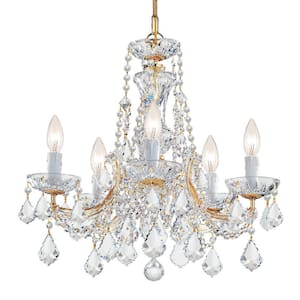 Maria Theresa 5-Light Clear Crystal Gold Mini Chandelier