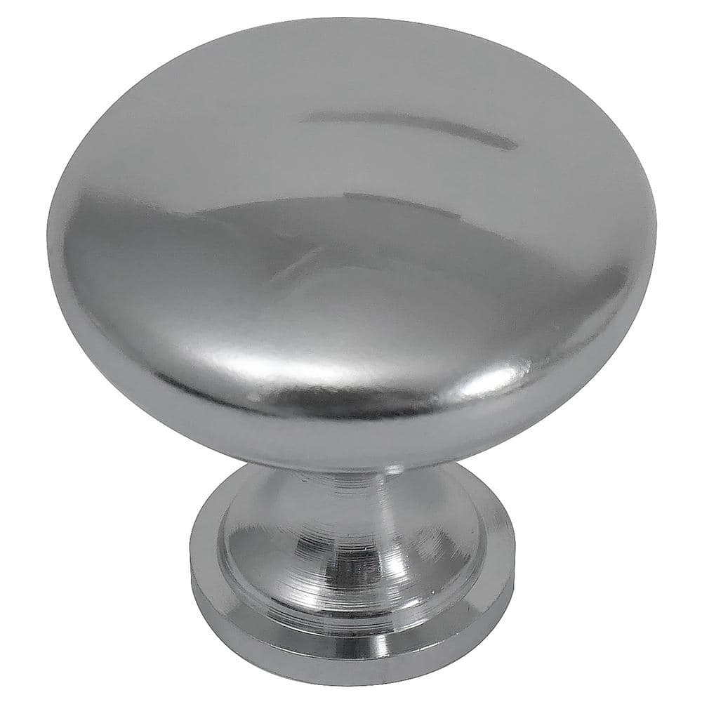 Polished Chrome Round Cabinet Knob with Mounting Hardware