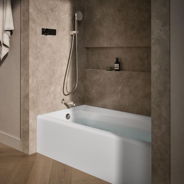 Mendota 60 in. x 32 in. Soaking Bathtub with Left-Hand Drain in White