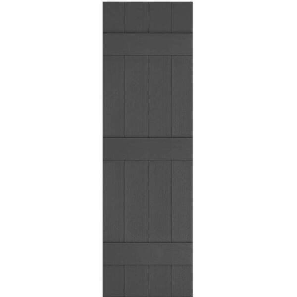Ekena Millwork 14 in. x 67 in. Lifetime Vinyl Custom Four Board Joined Board and Batten Shutters Pair Tuxedo Grey