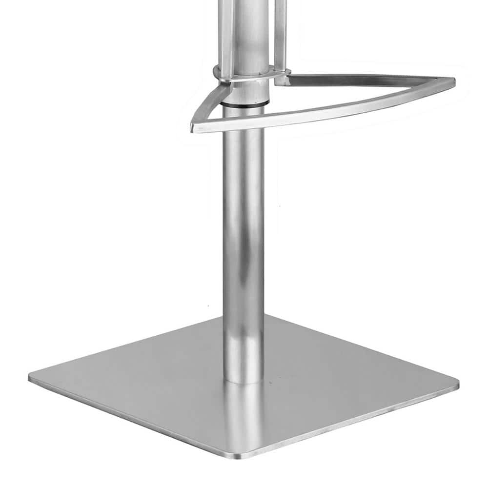 Contemporary 32" Gray Faux Leather & Walnut Swivel Bar Stool