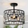 LNC 13 in. 3-Light Painted Black Drum Semi-Flush Mount Ceiling Light ...