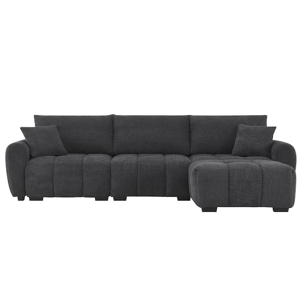 anpport Luxury Collection 110 in. Rolled Arm 4-Piece Boucle