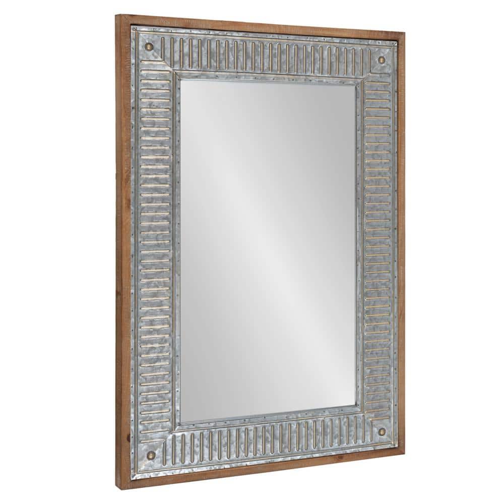 Rustic Brown Wood and Metal Full-Length Rectangular Mirror