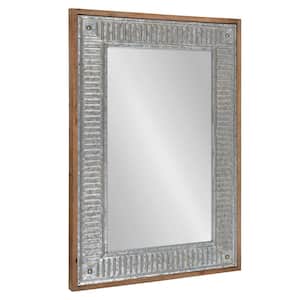 Deely 29.75 in. H x 20.08 in. W Rustic Rectangle Framed Rustic Framed Brown Wall Mirror