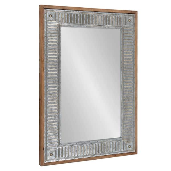 Kate and Laurel Deely 29.75 in. H x 20.08 in. W Rustic Rectangle Framed Rustic Framed Brown Wall Mirror