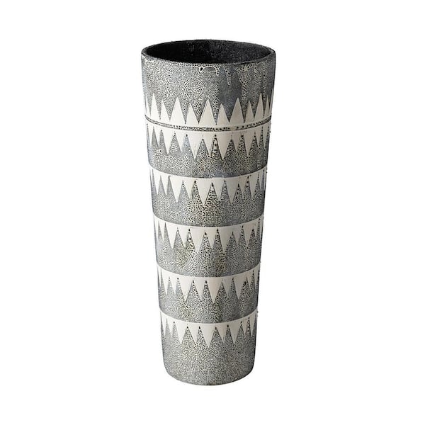 HomeRoots 19 in. Multi-Colored Ceramic Cylinder Decorative Vase