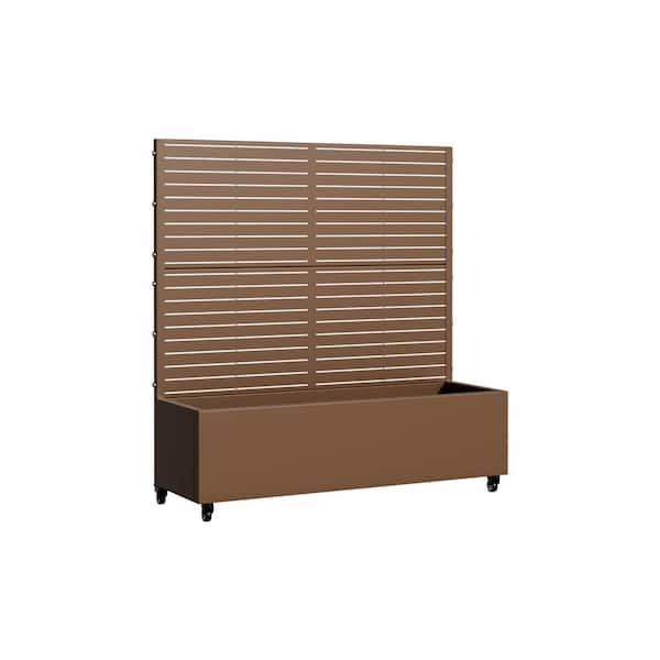 49 in. x16 in. x47 in. Brown Metal Iron Raised Beds Planter Box with Attached Trellis for Climbing Vegetation