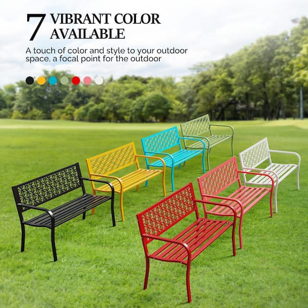 Karl home Pink Metal Outdoor Bench Patio Bench K1G56000998 The