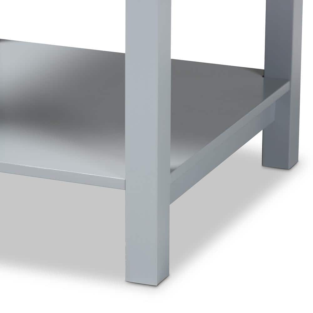 Willow Light Grey 2-Drawer Wood Nightstand with Silver Knobs