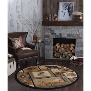 Nature Lodge Multi-Color 8 ft. Round Indoor Area Rug