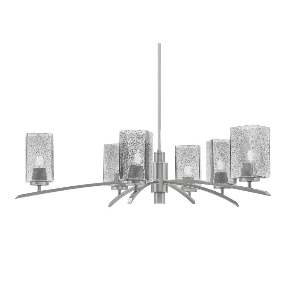 Siena 31 in. 6-Light Graphite Chandelier with 3.5 in. Smoke Bubble Glass Sh