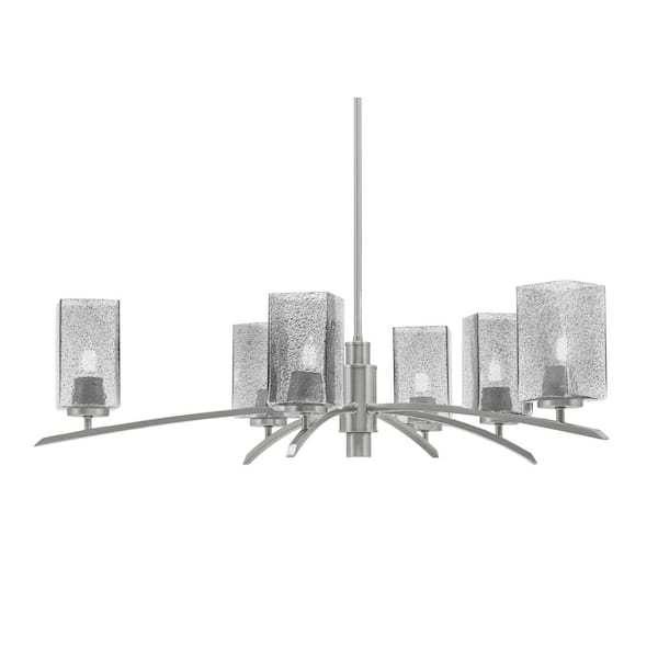 Unbranded Siena 31 in. 6-Light Graphite Chandelier with 3.5 in. Smoke Bubble Glass Shades, no bulbs included