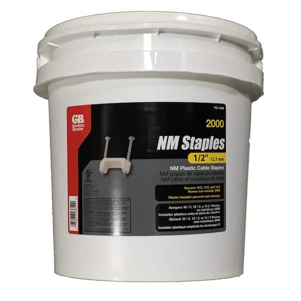 Gardner Bender 1/2 in. Steel Staples for 14/2, 12/2 and 10/2 Non-Metallic  Cable (500-Pack) MS-500J - The Home Depot