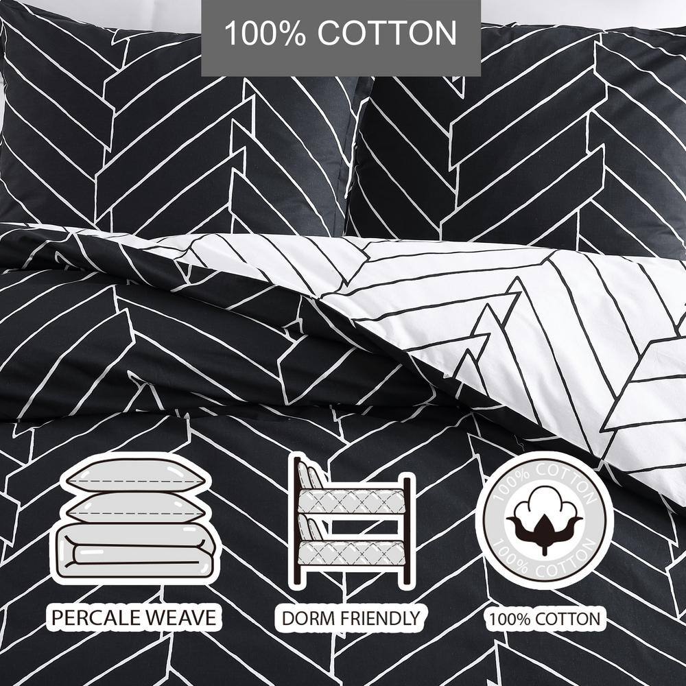 Ceres Black and White Cotton Twin Duvet Cover Set