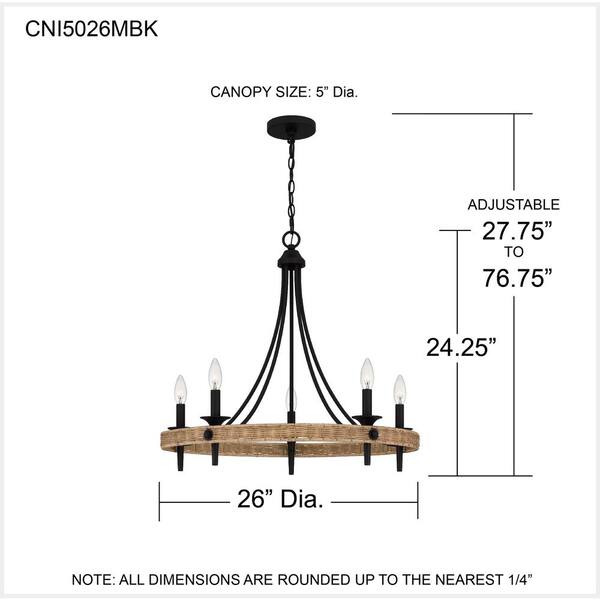 Quoizel Catania 5-Light Matte Black Wagon Wheel Chandelier