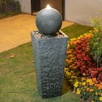 40.25 in. H Tall Modern Oversized Tall Outdoor Polyresin Fountain with LED Light and Pump (KD)