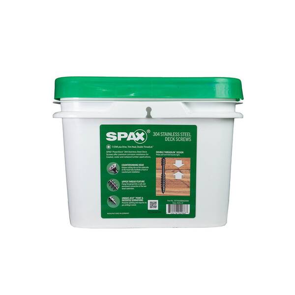 SPAX #10x3 in. Exterior Trim Head Stainless Steel Wood Deck Screws Powerdeck TorxT-Star Plus(1500 Each)Bulk Pail Bit Included