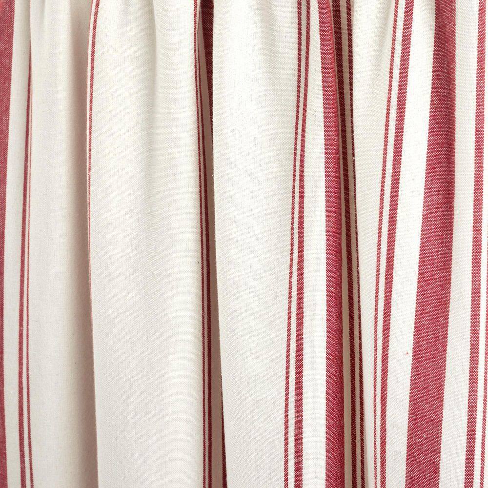 Red and White Striped Cotton Rod Pocket Window Valance