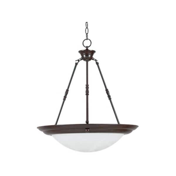 Unbranded 3-Light Oil Rubbed Bronze Center Bowl Pendant Light with White Alabaster Glass