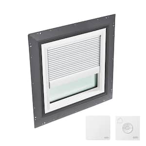 22-1/2 in. x 22-1/2 in. Fixed Self Flashed Skylight w/ Laminated Low-E3 Glass, White Solar Powered Room Darkening Shade