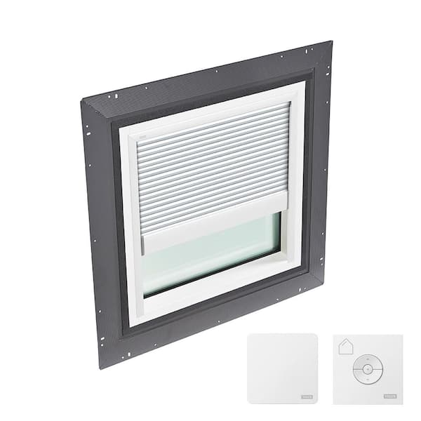 VELUX 22-1/2 in. x 22-1/2 in. Fixed Self Flashed Skylight w/ Tempered Low-E3 Glass, White Solar Powered Room Darkening Shade
