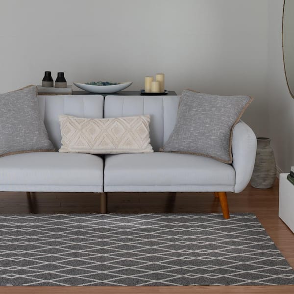 Dark Gray/White 5 ft. x 7 ft. Twine Area Rug