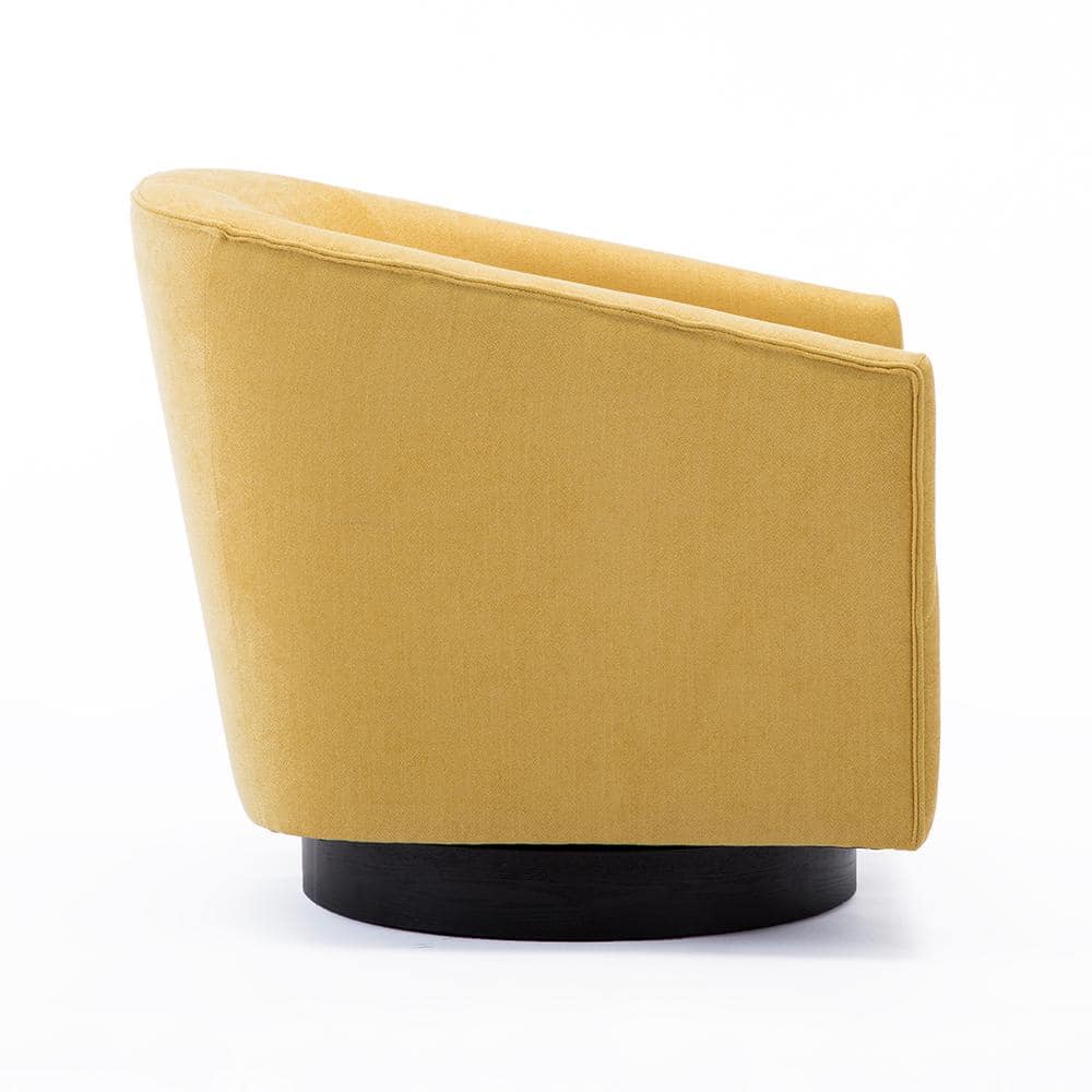 Goldenrod Wood Swivel Barrel Accent Chair with Black Base
