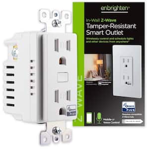 Z-Wave 15 Amp 120-Volt Tamper Resistant In-Wall Smart Duplex Outlet with Z-Wave Plus in White