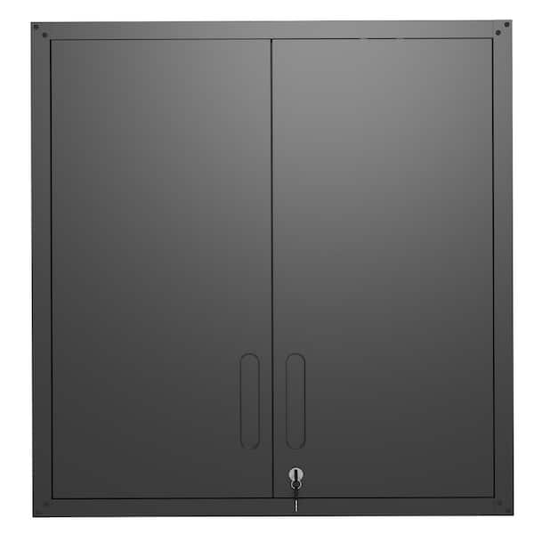 31.5 in. W x 11.81 in. D x 30.31 in. H Black Garage/Bathroom Storage Wall Cabinet with 2-Locking Door for Garage