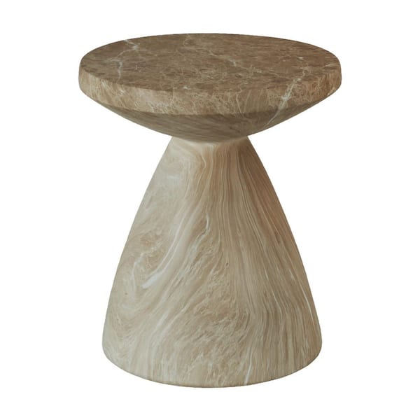 Marble Round Concrete Outdoor Accent Side Table Drum Style